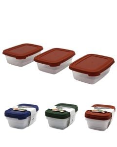 Cook&Keep storage container set (3 pieces), plastic, transparent/light blue, 3x600 ml