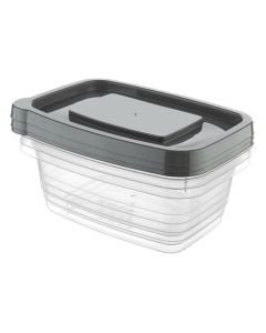Eco-Fresh storage container set (3 pieces), plastic, transparent/grey, 1130 ml