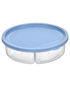 Smart storage container with 3 parts, plastic, transparent/light blue, 1200 ml