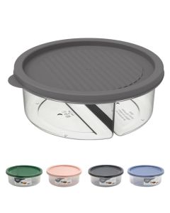 Smart storage container with 2 parts, plastic, transparent/grey, 600 ml