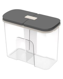 Luna dry food container with 2 parts, plastic, transparent/grey, 2100 ml
