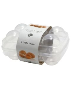 Refrigerator organizer for 6 eggs, plastic, transparent, 14.5x10.5x7.5 cm