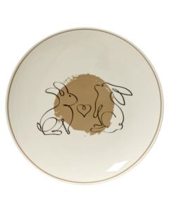 Dessert plate, porcelain, white/brown, Dia. 20.3 x H 2 cm