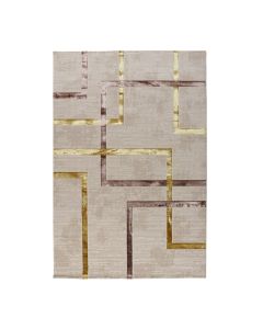Carpet Eva, polyester shrink, cream/gold, 133x190 cm