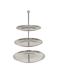 Stand with 3 layers, stainless steel, silver, Dia. 16/20.5/25 x H 36.5 cm