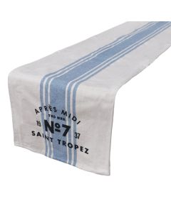 Table runner, cotton, beige/grey, 35x220 cm