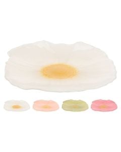 Flower shaped plate, glass, assorted colors, Dia. 21 x H 4 cm