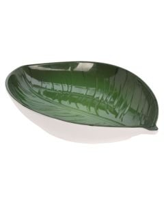 Leaf shaped plate, melamine, green, 23 x 15 cm