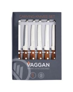 Set of steak knives (Pck 6), stainless steel, grey/brown, 21 cm