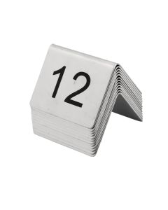 Table numbers 1-12, stainless steel, silver, 5x5 cm