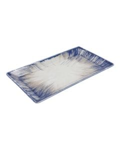 Rectangular flat plate Kimi FREEDOM, porcelain, beige/blue, 26x15 cm