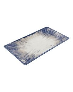 Rectangular flat plate Kimi FREEDOM, porcelain, beige/blue, 29x17.5 cm