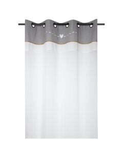 Candice net curtain with rings,  100% cotton, white, 140x260 cm