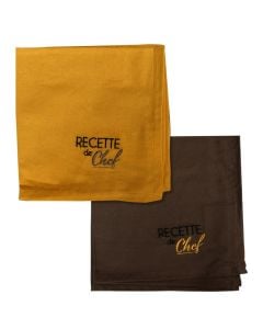 Kitchen towel Duo (Pck2),  100% cotton, mustard/dark grey, 40x40 cm