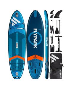 Paddle board, Flypark Grey, 335x88.9x15 cm, Eva 3 mm, 12-15 PSI, includes pump, paddle, bag, leg strap