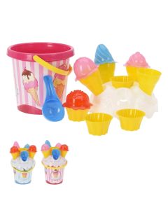 Sand toy for the beach, ice cream bucket and shovel, 17 cm, different colors