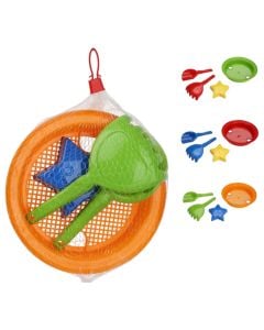 Sand toys for the beach, shovels and sand shapes, 4 pieces, different colors