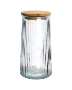 Conservation jar with lid, glass/bamboo, transparent/natural, 1400 ml / Dia. 11 x H 21 cm
