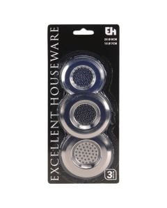 Set sink filter (Pck 3), metal, silver color, 7 & 8 cm