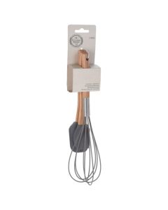 Set egg beater and spatula (Pck 3), silicon rubber, natural, 32.5/26.5/23.4 cm