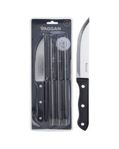 Steak knife set (Pck 4), stainless steel, black, 25 cm