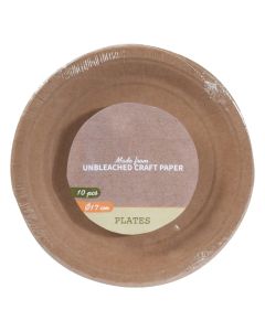Plate (Pck 10), paper, brown, Dia. 17 cm