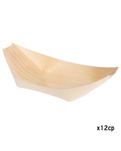 Serving bowl (Pck 12), poplar wood, natural, 14x9x5 cm
