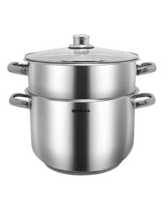 Steam cooking pot, stainless steel, silver color, 9.1L / Dia. 26 cm