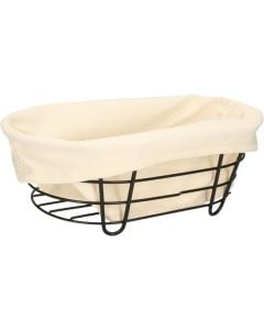 Bread basket Bistrot, steel/cotton, black/white, 29.5x18.5x11 cm