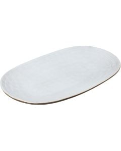 Oval serving plate Flower, stoneware, grey, 37x21.5x4.5 cm