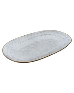 Oval serving plate Flower, stoneware, blue, 37x21.5x4.5 cm