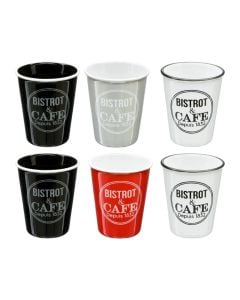 Bistrot espresso cup set, faience (ceramic), assorted colors, 10 cl / Dia. 6.2 x H 7.5 cm