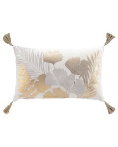 Melisse decorative pillow, cotton/polyester, white/gold/grey, 30x50 cm