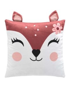 Bichette pillow for children, polyester, white/brown, 40x40 cm