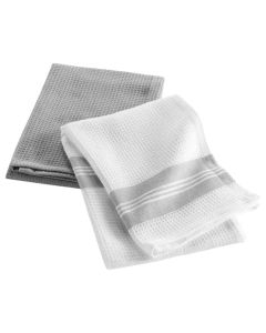 Kitchen towel (Pck 2), cotton, white/grey, 50x70 cm