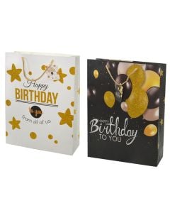 Gift bag, cardboard, 32x42x11.5 cm, white-black, 1 piece