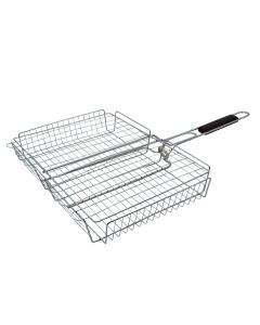 Barbecue, "BBQ Grill", with wooden handle, steel, silver 62 cm, 40x30x6.5 cm