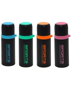 Camping flask, "Sports",stainless steel, black, 350 ml