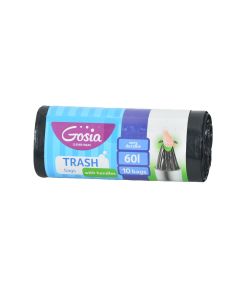 Garbage bag, "Gosia", plastic, 60 lt, 53x65 cm, black, 10 divison, with catch, 1 piece
