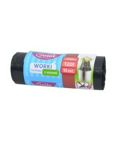 Garbage bag, "Gosia", plastic, 120 lt, 70x110 cm, black, with catch, 10 division, 1 piece