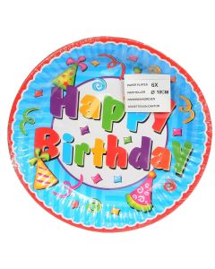 Plate, "Eddy", for party, cartoon, 18 cm, blue, 6 pieces