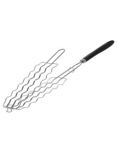 Barbeque sausage grill, "Vaggan", stainless steel, silver, 9x21x53 cm, 1 piece