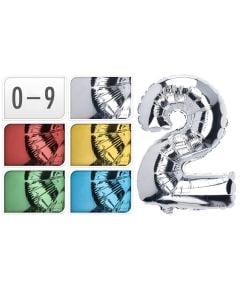 Ballon foil, "Party", aluminium, mix, 0-9, 35 cm, 1 piece