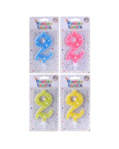 Birthday candel, "Party",glitter, paraffin, mix, 1-0, 8x1.3x16 cm, 1 piece