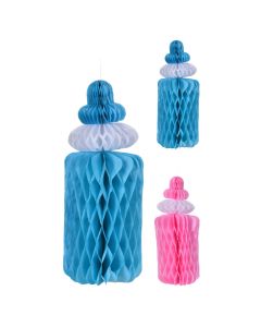 Decoration bottle, "Party", baby shower, blue-rose, 8x33 cm, 1 piece