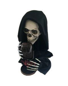 Reaper sing halloween, holding a micphone, plastic, 25x20x26 cm