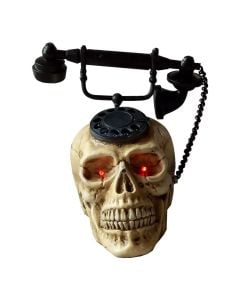 Skull telephone, 19x25x22 cm, plastic, beiege