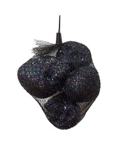 Bag of glitter skull, plastic, 10x12x8 cm, black