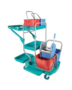 Cleaning bucket, "Perfetto factory", plastic-metalic, 120 lt, 119x67xh115 cm, green-red, 1 piece