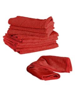 Cleaning cloth, "Perfetto factory", multipurpose, 80 % polyester- 20% polyamide, 40x40 cm, red, 10 pieces